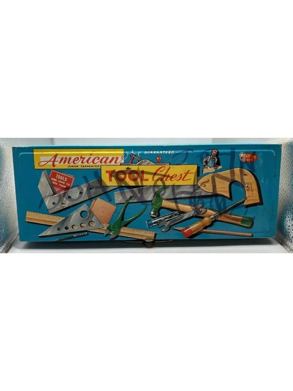 Vintage American Junior Carpenter Tool Chest Box With Tools!